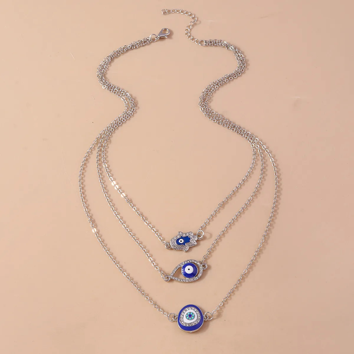 Shiny Devil's Eye Zircon Zinc Alloy Wholesale Layered Necklaces