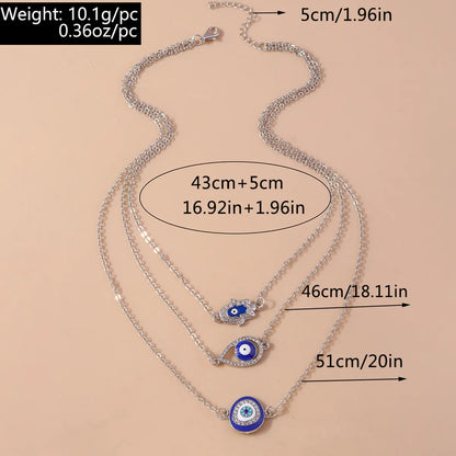 Shiny Devil's Eye Zircon Zinc Alloy Wholesale Layered Necklaces