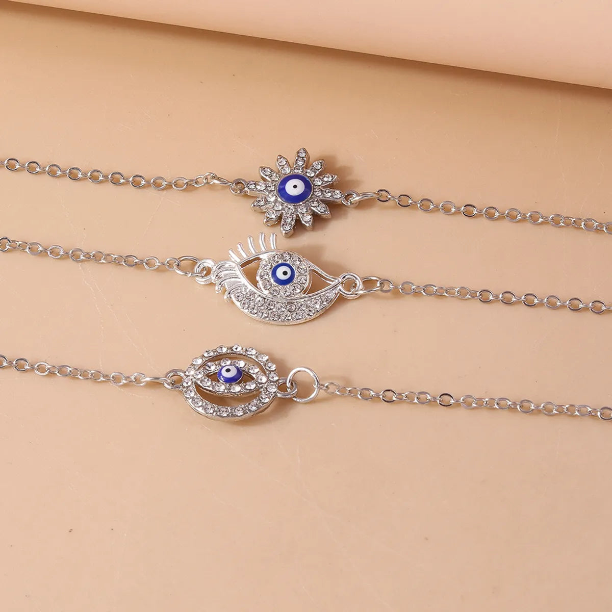 Shiny Devil's Eye Zircon Zinc Alloy Wholesale Layered Necklaces