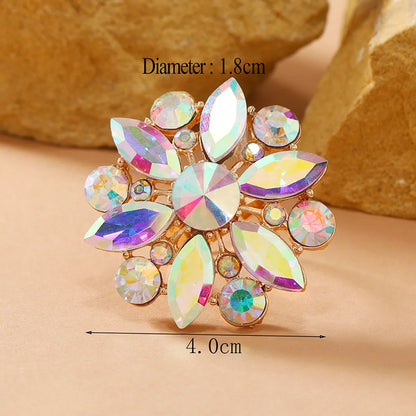 Shiny Flower Gold Plated Rhinestones Alloy Wholesale Open Rings