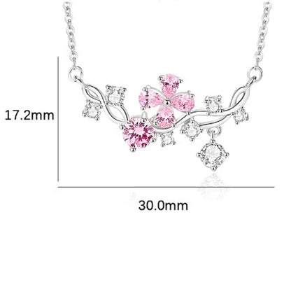 Shiny Flower Sterling Silver Polishing Plating Inlay Zircon Necklace