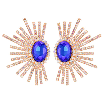 Shiny Geometric Alloy Inlay Rhinestones Glass Stone Women's Ear Studs