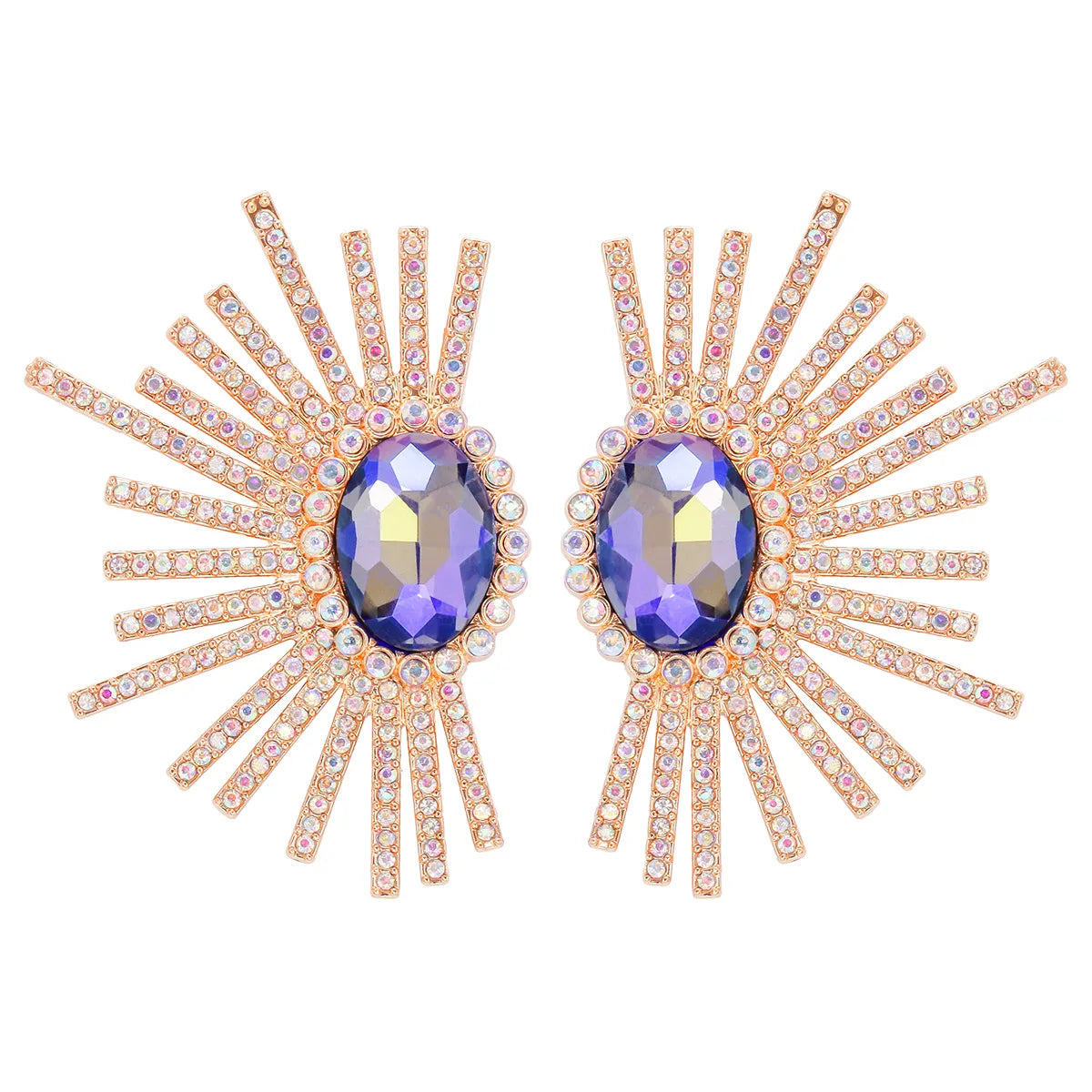 Shiny Geometric Alloy Inlay Rhinestones Glass Stone Women's Ear Studs