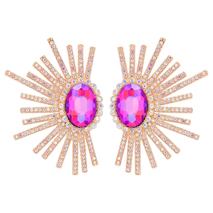 Shiny Geometric Alloy Inlay Rhinestones Glass Stone Women's Ear Studs