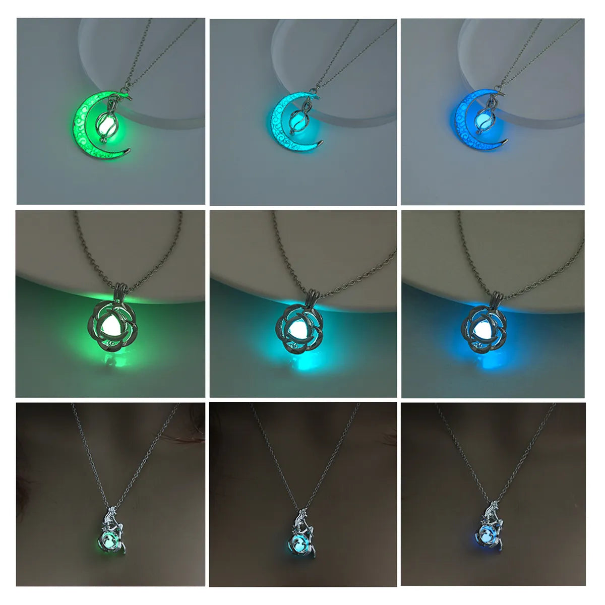 Shiny Geometric Moon Alloy Luminous Women's Men's Necklace 1 Piece