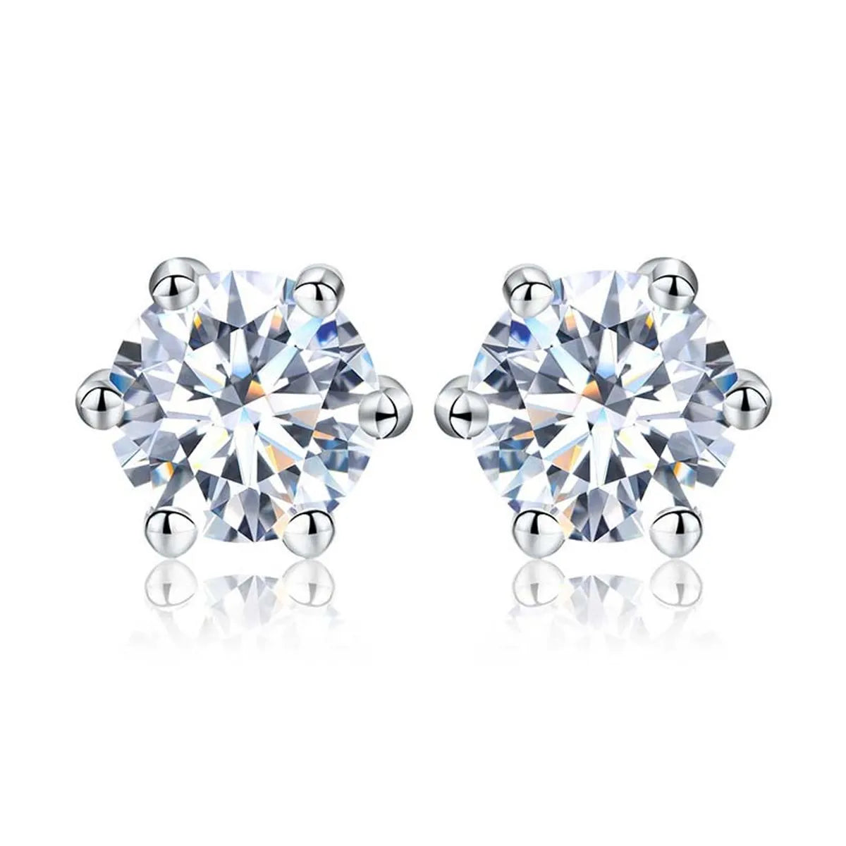 Shiny Geometric Sterling Silver Gra Inlay Moissanite Ear Studs