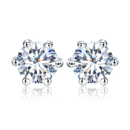 Shiny Geometric Sterling Silver Gra Inlay Moissanite Ear Studs