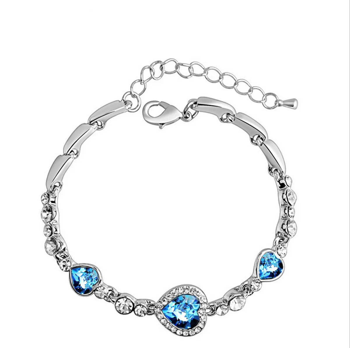 Shiny Heart Shape Alloy Inlay Crystal Women'S Bracelets