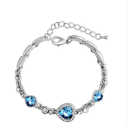 Shiny Heart Shape Alloy Inlay Crystal Women'S Bracelets