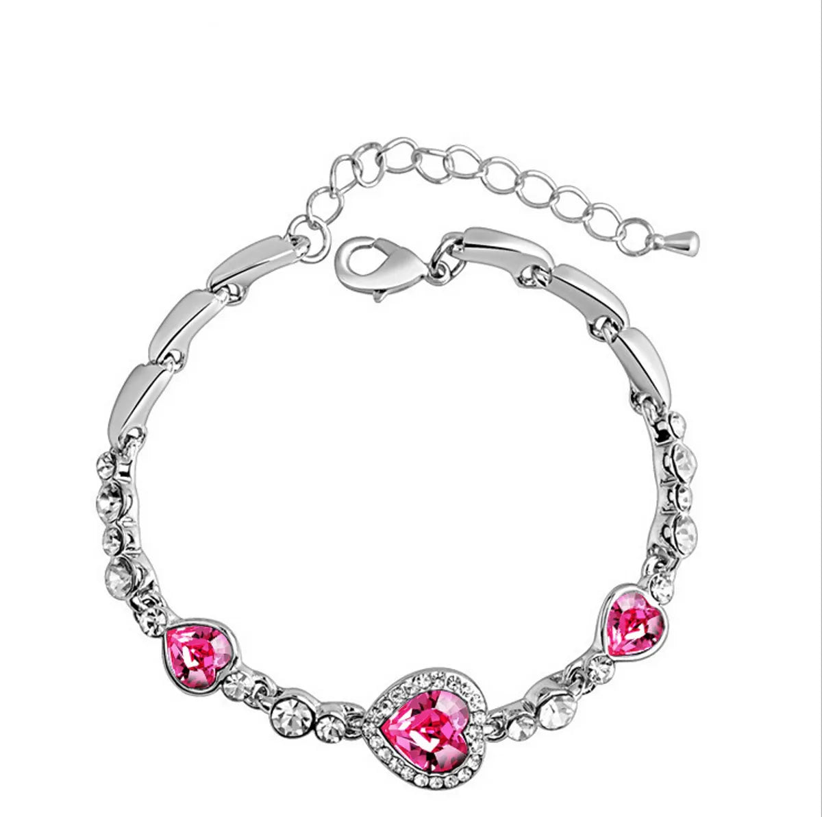 Shiny Heart Shape Alloy Inlay Crystal Women'S Bracelets