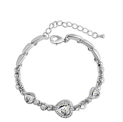 Shiny Heart Shape Alloy Inlay Crystal Women'S Bracelets