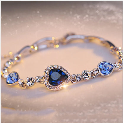 Shiny Heart Shape Alloy Inlay Crystal Women'S Bracelets