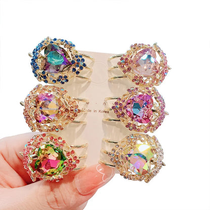 Women'S Shiny Heart Shape Alloy Plating Inlay Crystal Rhinestones Hair Claws