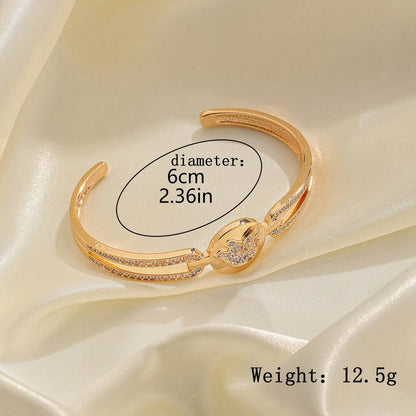 Shiny Heart Shape Butterfly Alloy Plating Inlay Zircon 18K Gold Plated Women'S Bangle