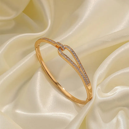 Shiny Heart Shape Butterfly Alloy Plating Inlay Zircon 18K Gold Plated Women'S Bangle