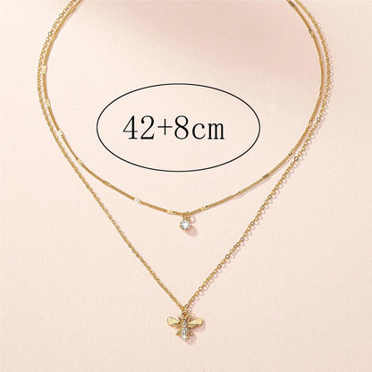 Shiny IG Style Rhinestones Iron Wholesale Double Layer Necklaces