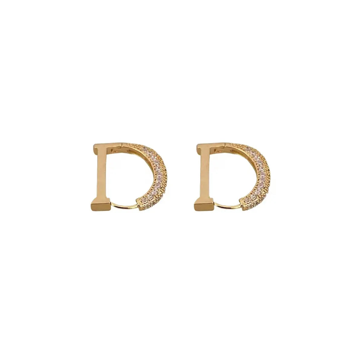 Shiny Letter Alloy Inlay Zircon Earrings