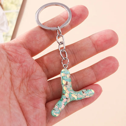 Shiny Letter Sequin Resin Zinc Alloy Bag Pendant Keychain