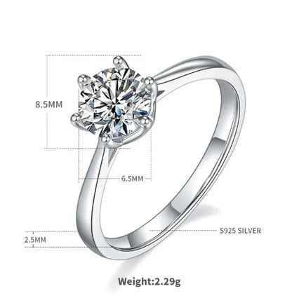 Shiny Round Sterling Silver Gra Plating Inlay Moissanite Rhodium Plated Silver Plated Rings