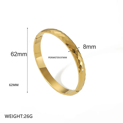 Shiny Solid Color 304 Stainless Steel 18K Gold Plated Bangle In Bulk