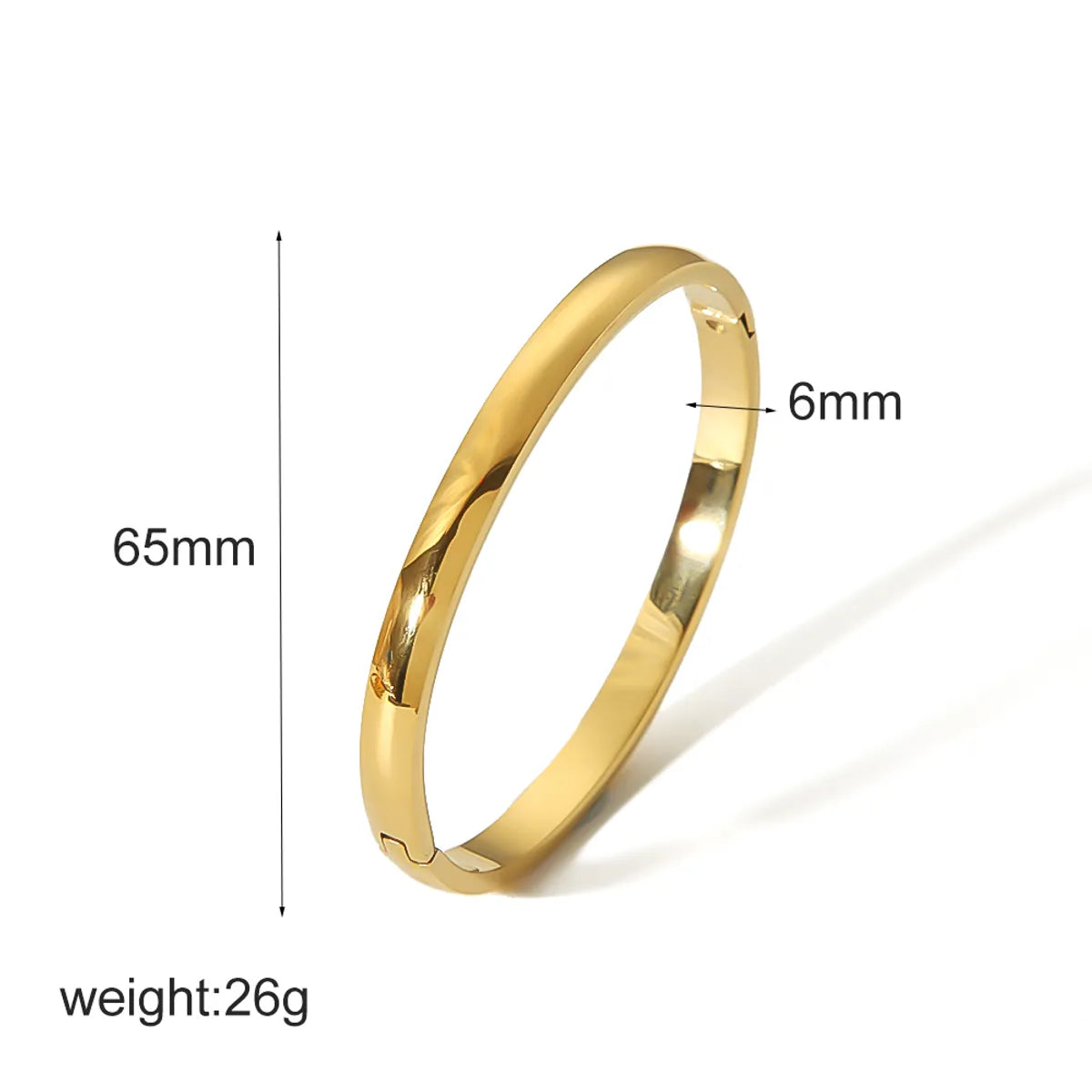 Shiny Solid Color 304 Stainless Steel 18K Gold Plated Bangle In Bulk