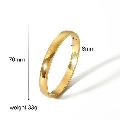 Shiny Solid Color 304 Stainless Steel 18K Gold Plated Bangle In Bulk