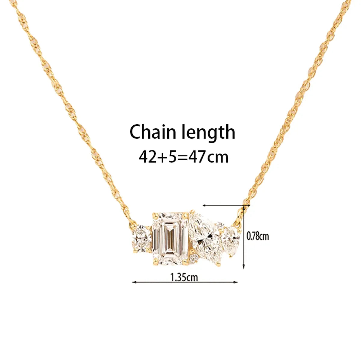 Shiny Solid Color Brass Plating Inlay Zircon Gold Plated Women's Necklace