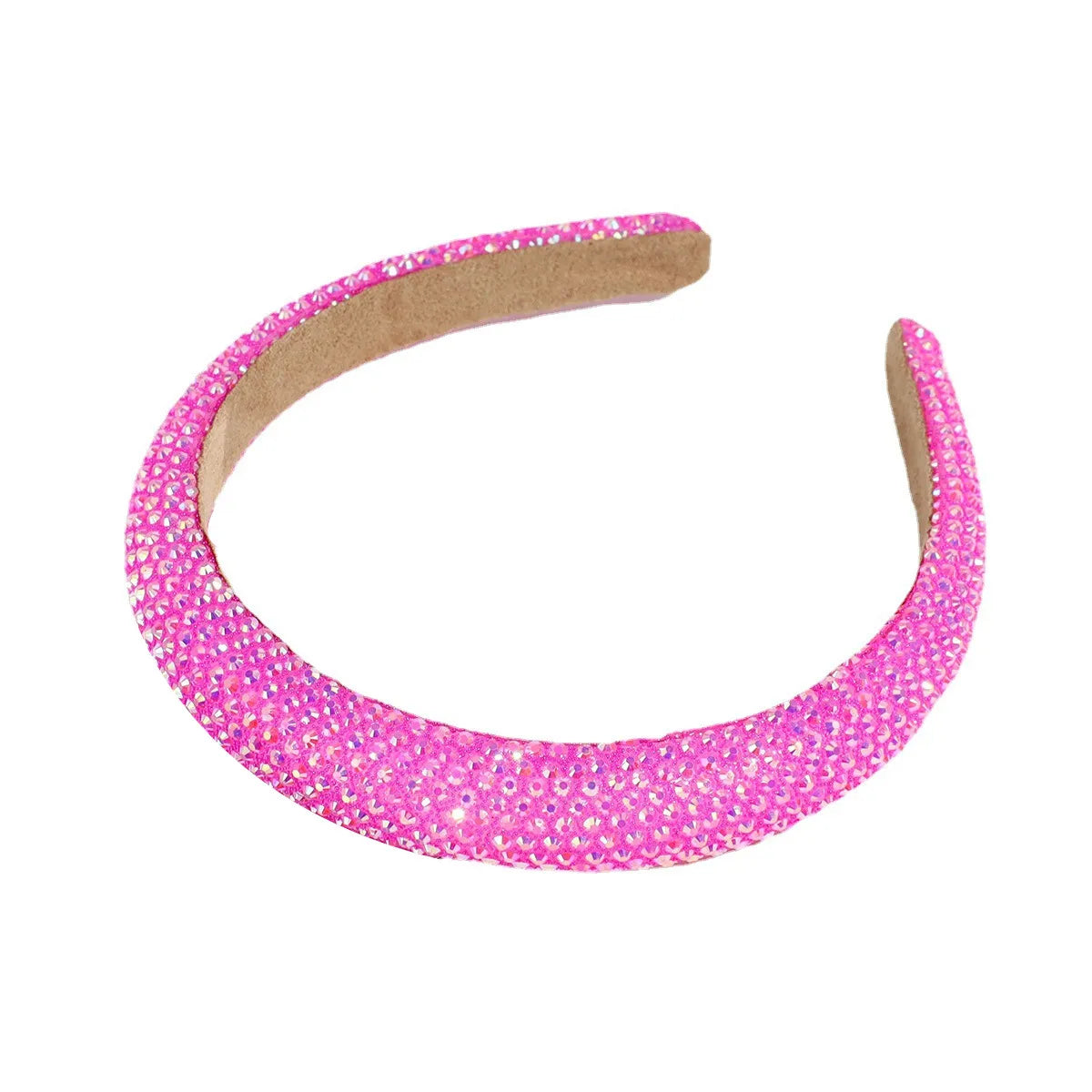 Women'S Shiny Solid Color Plastic Inlay Rhinestones Hair Band