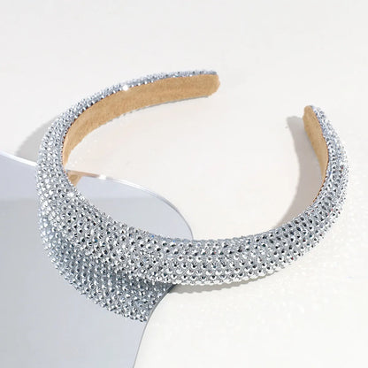 Women'S Shiny Solid Color Plastic Inlay Rhinestones Hair Band