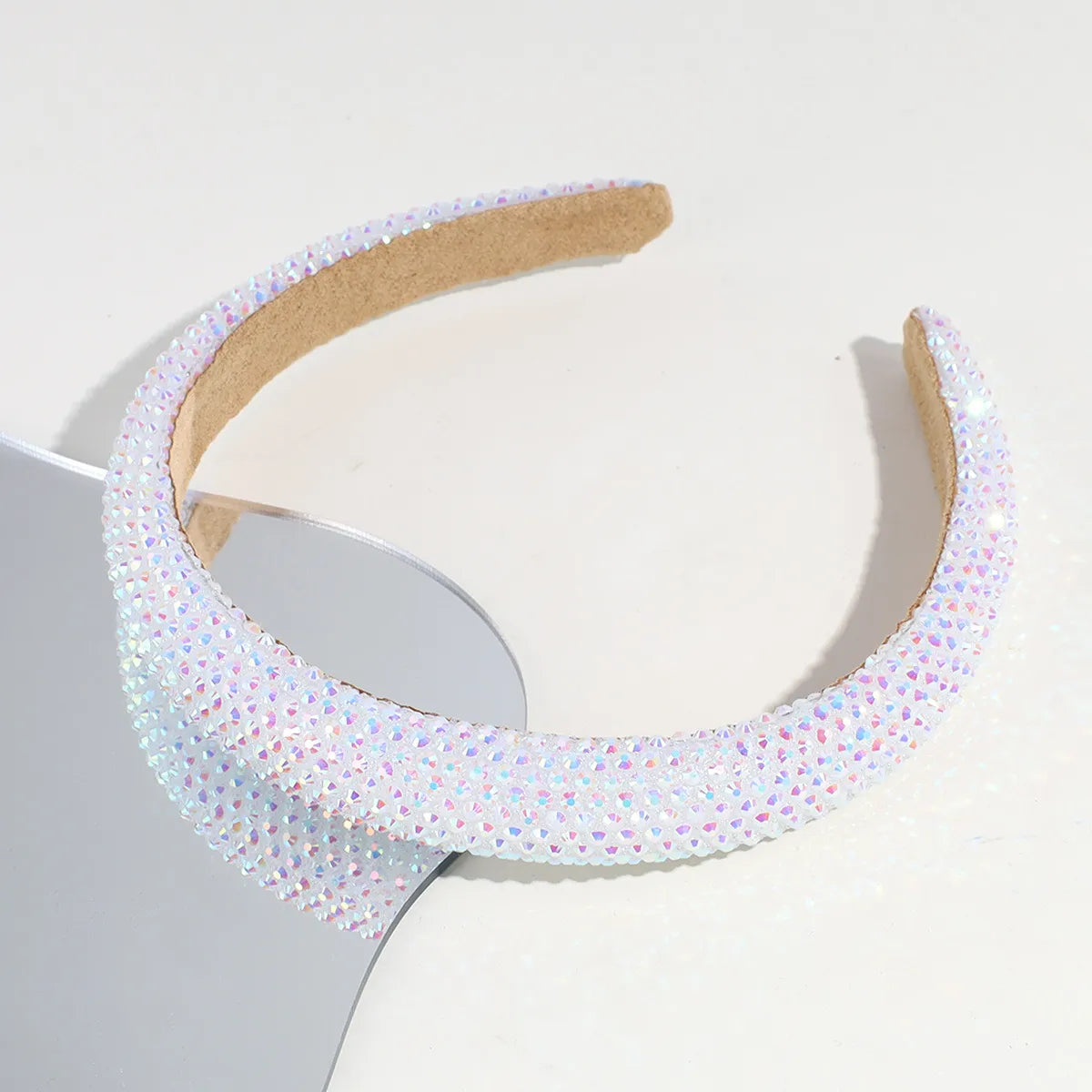 Women'S Shiny Solid Color Plastic Inlay Rhinestones Hair Band