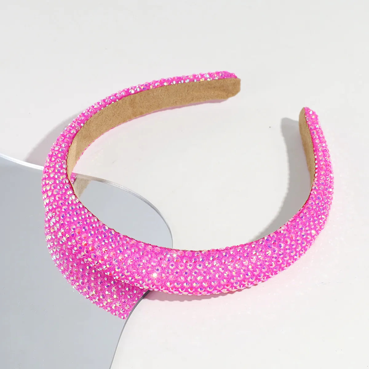 Women'S Shiny Solid Color Plastic Inlay Rhinestones Hair Band