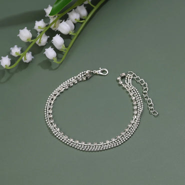 Shiny Solid Color Rhinestones Alloy Wholesale Anklet