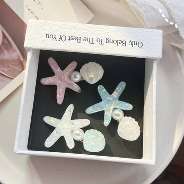 Shiny Starfish Shell Pearl Hairpin Exquisite Japanese And Korean  Headwear Simple Sweet Fresh Girl Duckbill Clip