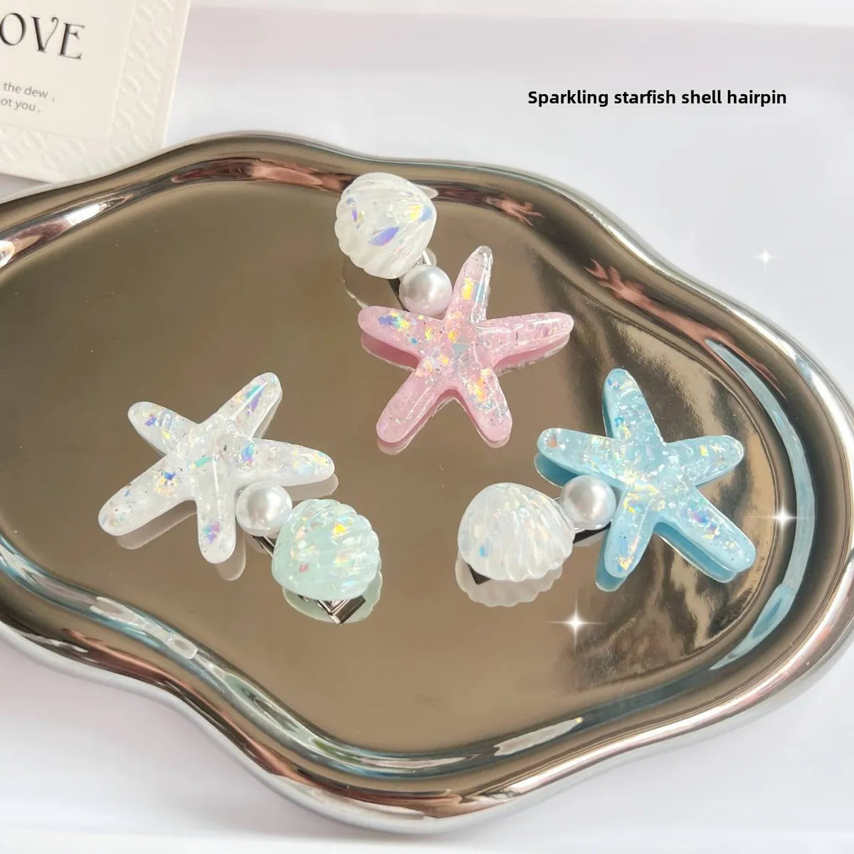 Shiny Starfish Shell Pearl Hairpin Exquisite Japanese And Korean  Headwear Simple Sweet Fresh Girl Duckbill Clip