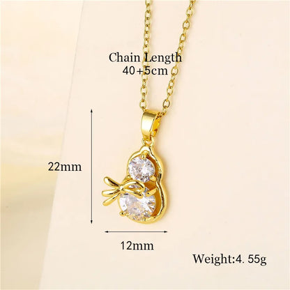 Shiny Tree Water Droplets Flower 201 Stainless Steel Brass Plating Inlay Zircon 18K Gold Plated Women'S Pendant Necklace