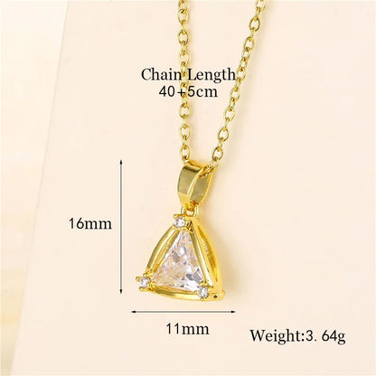 Shiny Tree Water Droplets Flower 201 Stainless Steel Brass Plating Inlay Zircon 18K Gold Plated Women'S Pendant Necklace