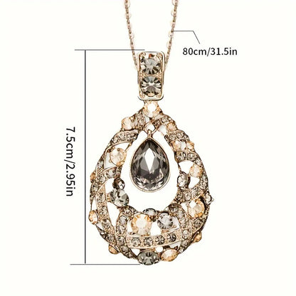 Shiny Water Droplets Alloy Inlay Rhinestones Zircon Women'S Sweater Chain