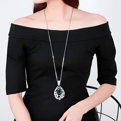 Shiny Water Droplets Alloy Inlay Rhinestones Zircon Women'S Sweater Chain