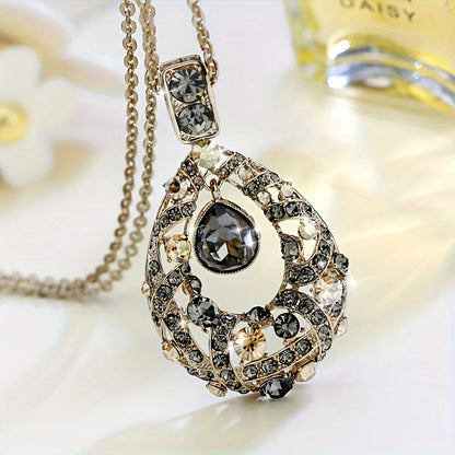 Shiny Water Droplets Alloy Inlay Rhinestones Zircon Women'S Sweater Chain