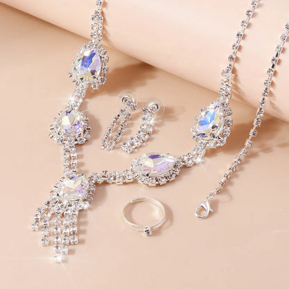 Shiny Water Droplets Zinc Alloy Inlay Glass Women's Jewelry Set