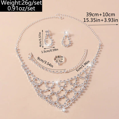 Shiny Water Droplets Zinc Alloy Inlay Glass Women's Jewelry Set