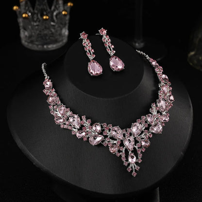 Shiny Water Droplets Zinc Alloy Plating Inlay Zircon Women'S Jewelry Set