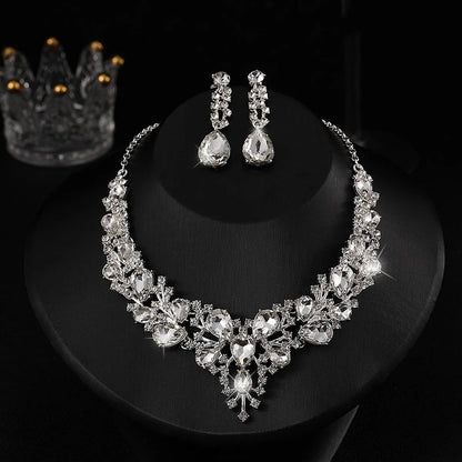 Shiny Water Droplets Zinc Alloy Plating Inlay Zircon Women'S Jewelry Set