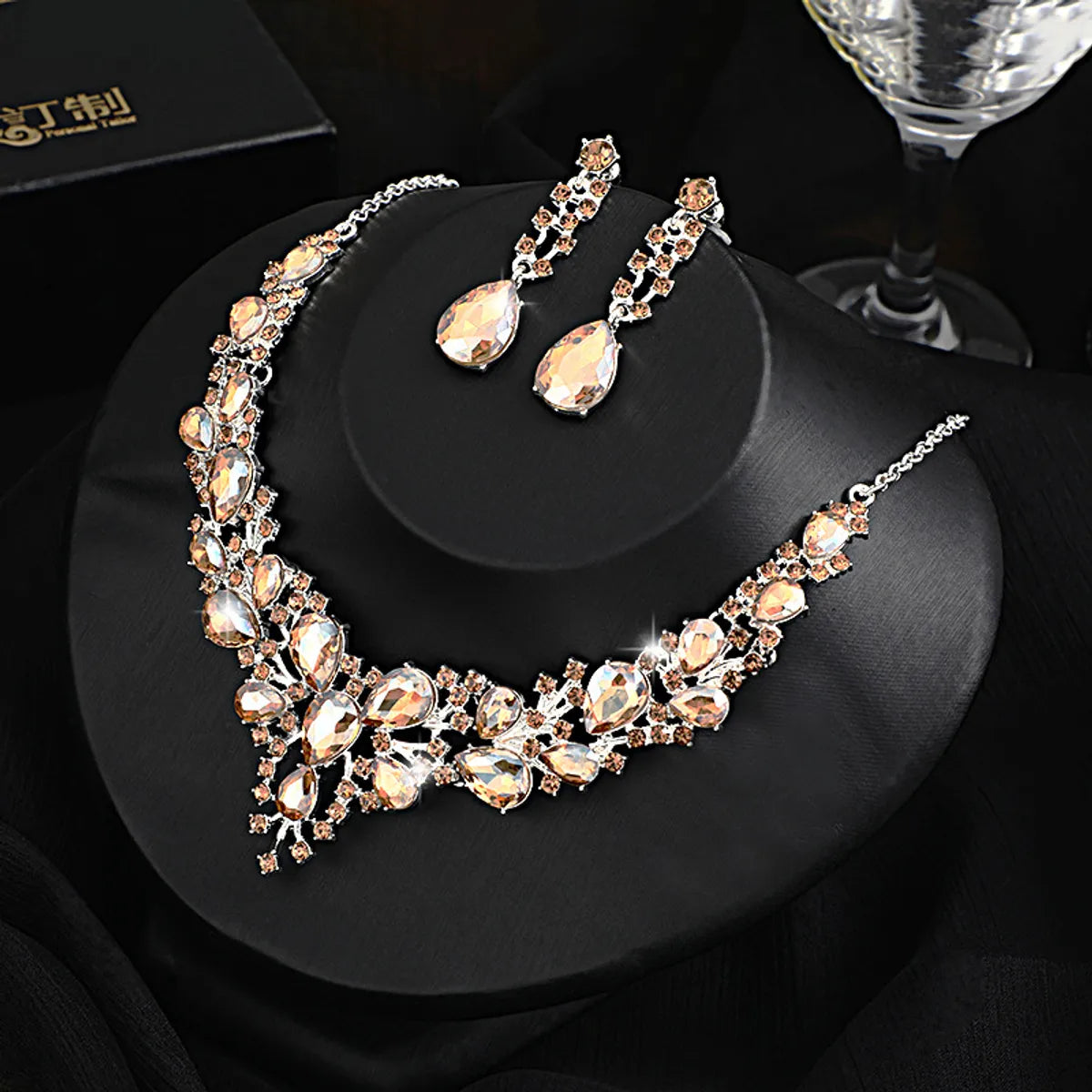 Shiny Water Droplets Zinc Alloy Plating Inlay Zircon Women'S Jewelry Set