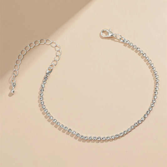 Silver Color Rhinestone Chain Adjustable Anklet Wholesale Gooddiy