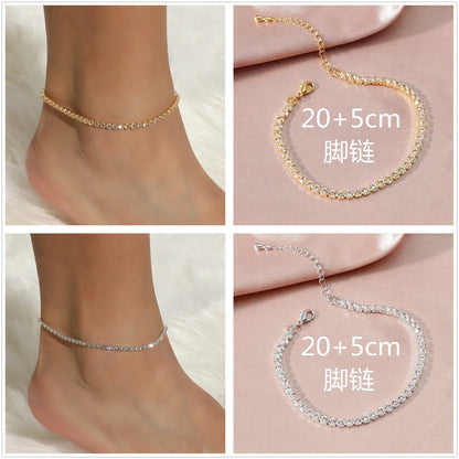 Silver Color Rhinestone Chain Adjustable Anklet Wholesale Gooddiy