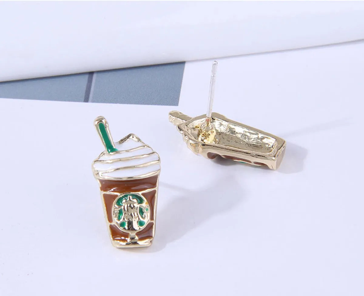 Silver Post Exquisite Korean Fashion Sweet Simple Milk Tea Cup Personalized Ear Studs Wholesale Nihaojewelry