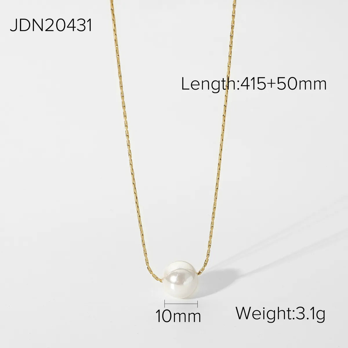 Simple 14k Stainless Steel Single Pearl Pendant Necklace