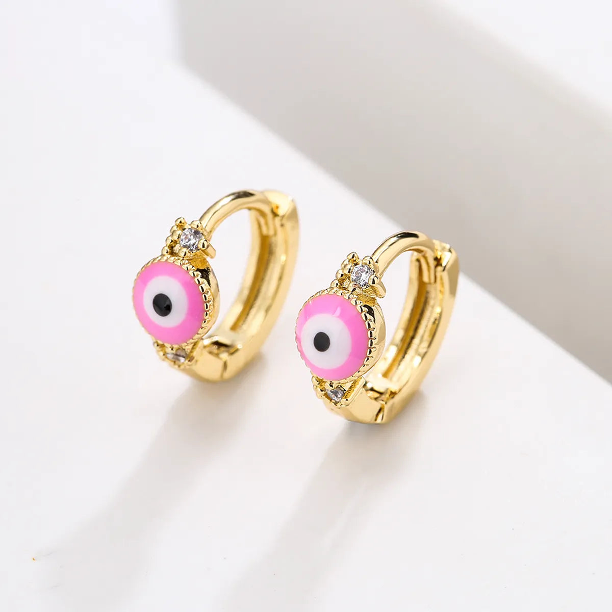 Simple 18k Gold Plated Zircon Dripping Oil Devil's Eye Earrings