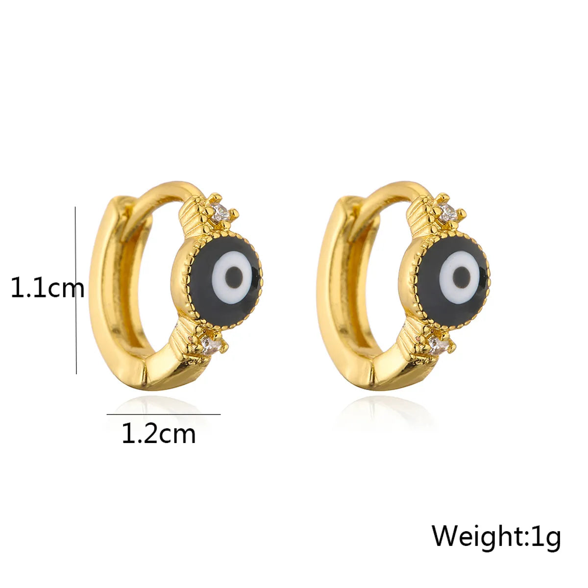 Simple 18k Gold Plated Zircon Dripping Oil Devil's Eye Earrings